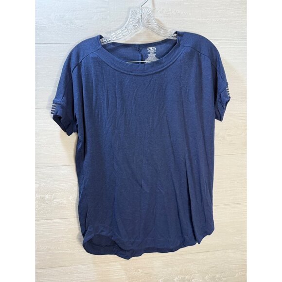Athletic Works Womens Blue T-Shirt Mesh Sleeve Detail Size M - Picture 5 of 8